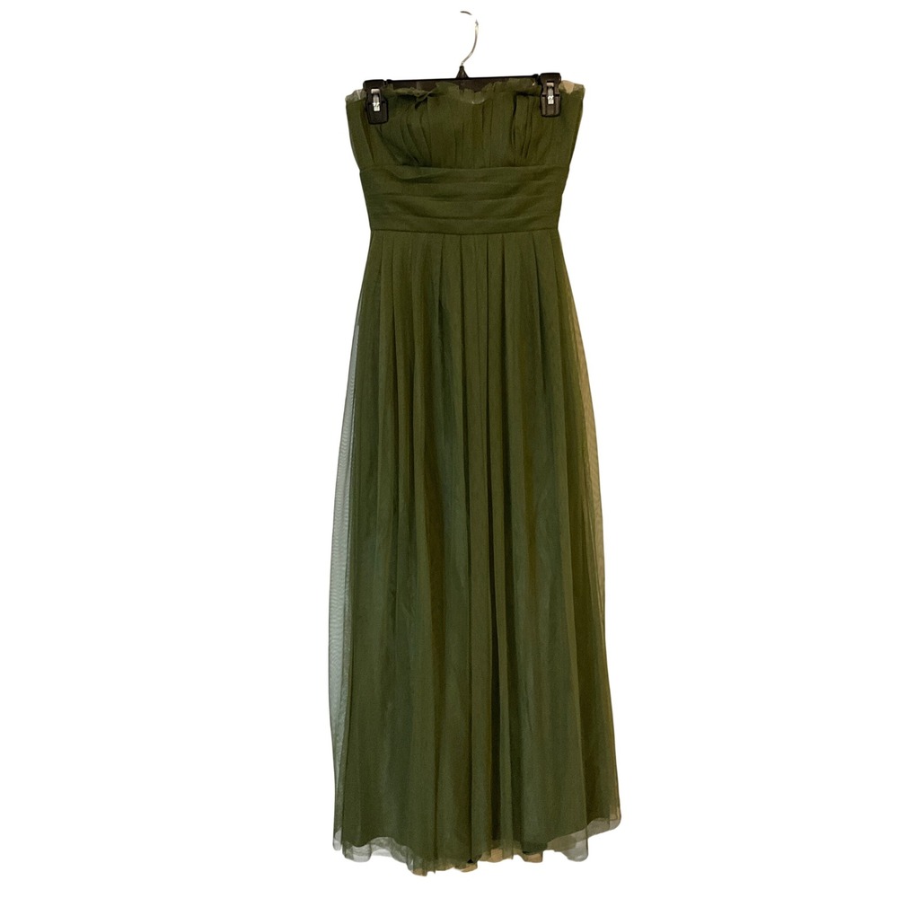 Vera Wang Maids Olive Green Tulle Strapless Gown Dress 2